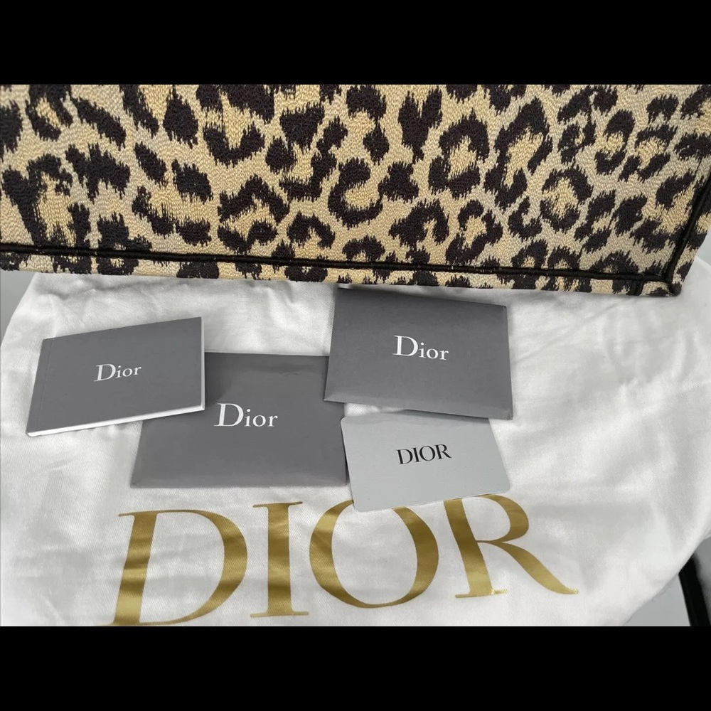 Christian Dior Mizza Book Tote Large Bag Canvas Beige Leopard pattern 50-MA-1201 - Picture 10 of 16